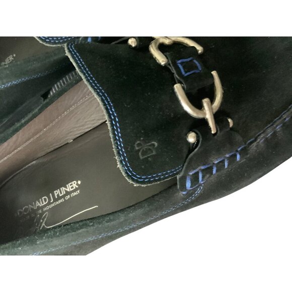 Donald Pliner Dacio navy suede loafer silver horse bit size 14 excellent main image 3